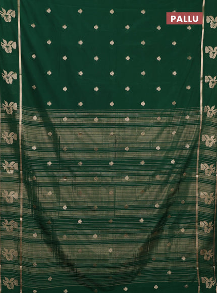 Semi mysore silk saree green with zari woven buttas and rettapet zari woven butta border