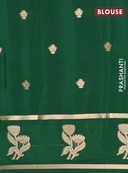 Semi mysore silk saree green with zari woven buttas and rettapet zari woven butta border