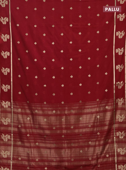 Semi mysore silk saree kumkum red with zari woven buttas and rettapet zari woven butta border