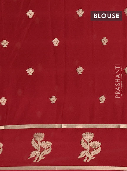 Semi mysore silk saree kumkum red with zari woven buttas and rettapet zari woven butta border