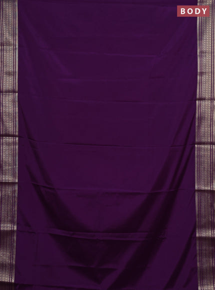 Semi mysore silk saree purple with plain body and zari woven border