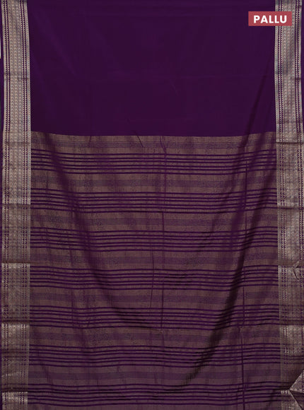 Semi mysore silk saree purple with plain body and zari woven border