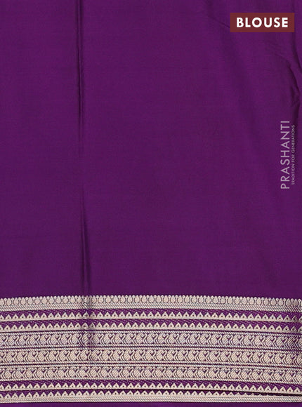 Semi mysore silk saree purple with plain body and zari woven border