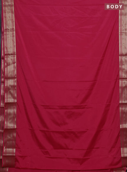 Semi mysore silk saree peach pink with plain body and zari woven border