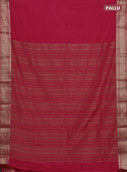 Semi mysore silk saree peach pink with plain body and zari woven border