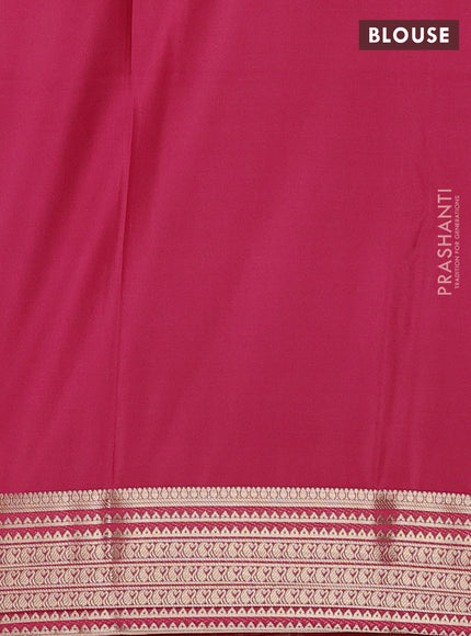 Semi mysore silk saree peach pink with plain body and zari woven border