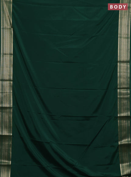 Semi mysore silk saree green with plain body and zari woven border