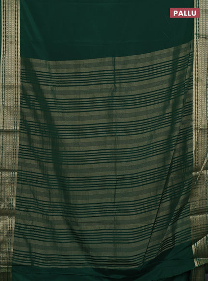 Semi mysore silk saree green with plain body and zari woven border