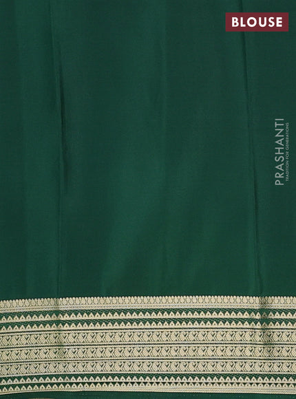Semi mysore silk saree green with plain body and zari woven border