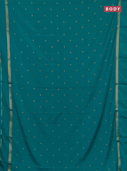 Semi mysore silk saree teal blue with allover paisley butta prints and rettapet zari woven border