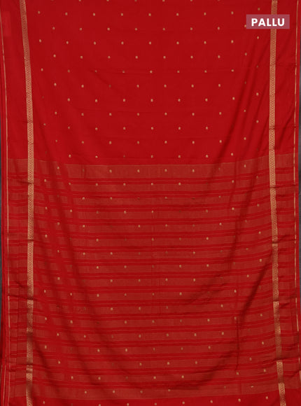 Semi mysore silk saree red with allover paisley butta prints and rettapet zari woven border