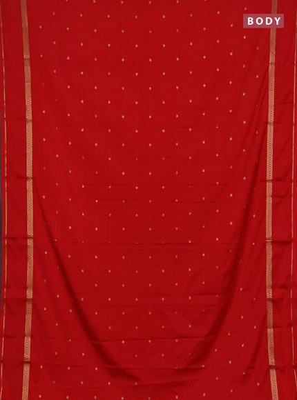 Semi mysore silk saree red with allover paisley butta prints and rettapet zari woven border