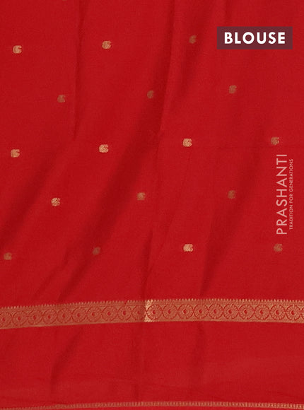 Semi mysore silk saree red with allover paisley butta prints and rettapet zari woven border