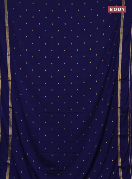 Semi mysore silk saree navy blue with allover paisley butta prints and rettapet zari woven border
