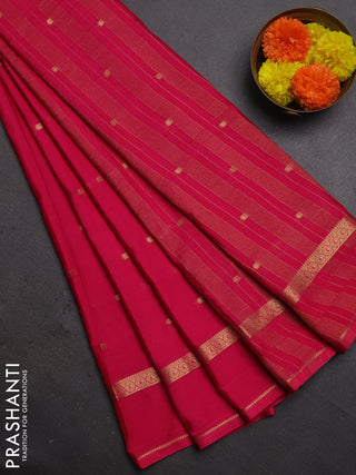 Semi mysore silk saree rani pink with allover paisley butta prints and rettapet zari woven border