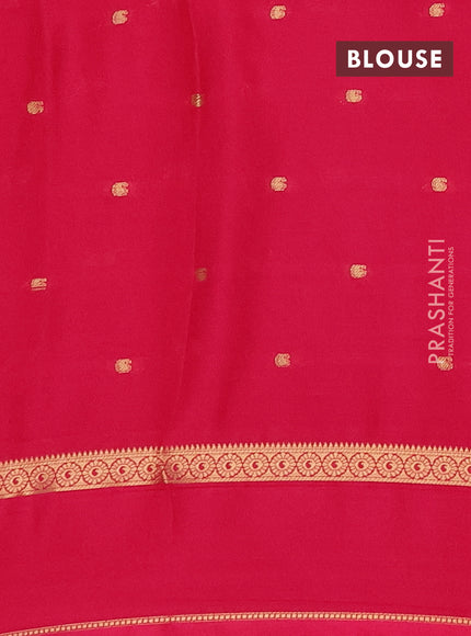 Semi mysore silk saree rani pink with allover paisley butta prints and rettapet zari woven border