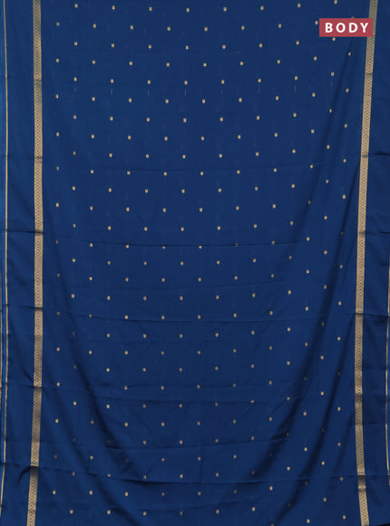 Semi mysore silk saree peacock blue with allover paisley butta prints and rettapet zari woven border