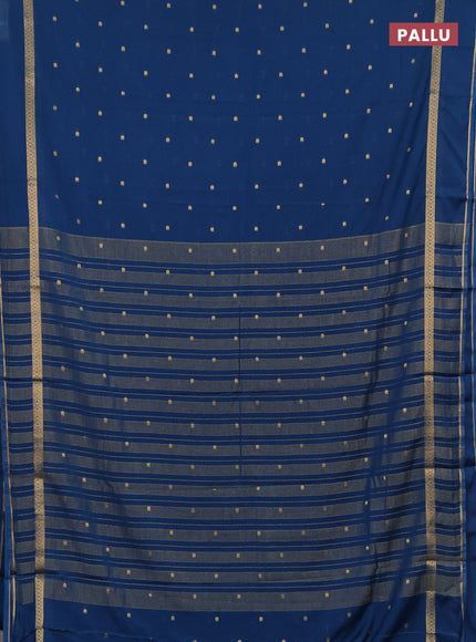Semi mysore silk saree peacock blue with allover paisley butta prints and rettapet zari woven border
