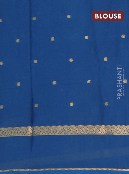 Semi mysore silk saree peacock blue with allover paisley butta prints and rettapet zari woven border