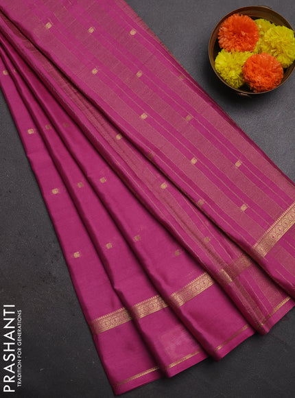 Semi mysore silk saree mauve pink with allover paisley butta prints and rettapet zari woven border