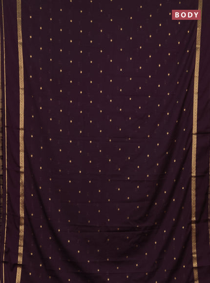 Semi mysore silk saree deep jamun with allover paisley butta prints and rettapet zari woven border