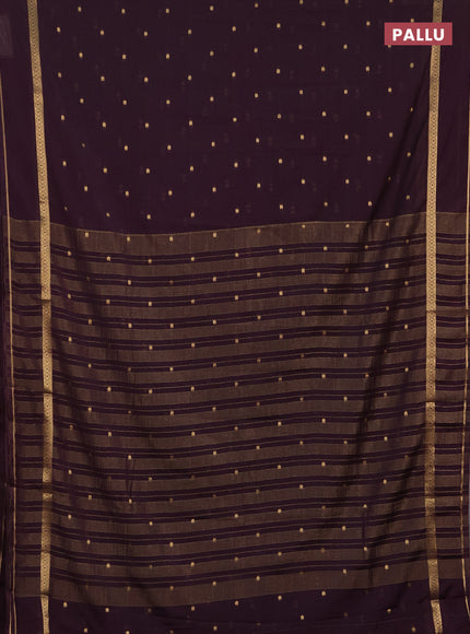 Semi mysore silk saree deep jamun with allover paisley butta prints and rettapet zari woven border