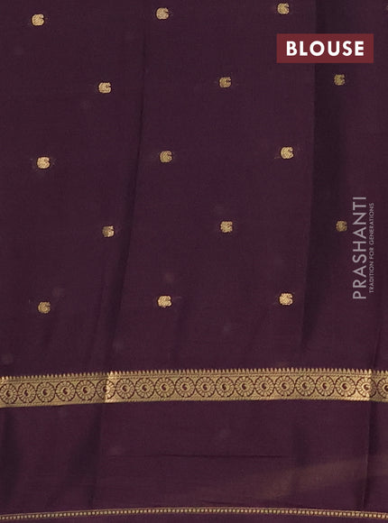 Semi mysore silk saree deep jamun with allover paisley butta prints and rettapet zari woven border
