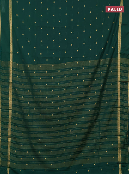 Semi mysore silk saree green with allover paisley butta prints and rettapet zari woven border