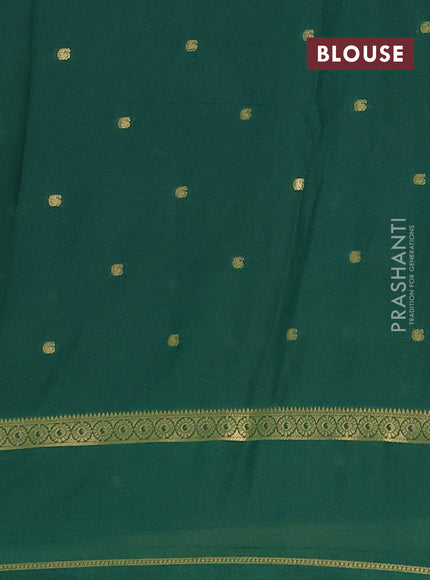 Semi mysore silk saree green with allover paisley butta prints and rettapet zari woven border
