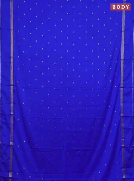Semi mysore silk saree royal blue with allover paisley butta prints and rettapet zari woven border