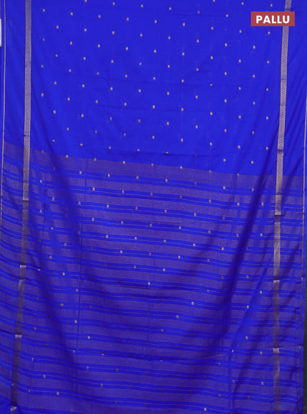 Semi mysore silk saree royal blue with allover paisley butta prints and rettapet zari woven border