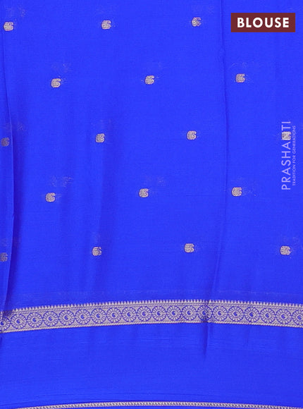 Semi mysore silk saree royal blue with allover paisley butta prints and rettapet zari woven border