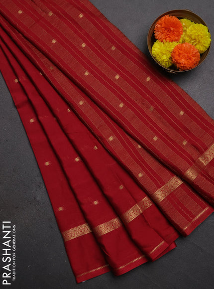 Semi mysore silk saree maroon shade with allover paisley butta prints and rettapet zari woven border