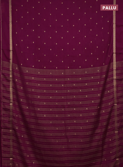 Semi mysore silk saree dark magenta pink with allover paisley butta prints and rettapet zari woven border