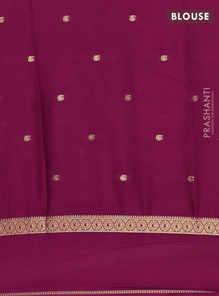 Semi mysore silk saree dark magenta pink with allover paisley butta prints and rettapet zari woven border