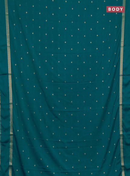 Semi mysore silk saree teal blue shade with allover paisley butta prints and rettapet zari woven border
