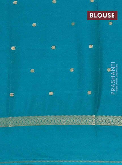 Semi mysore silk saree teal blue shade with allover paisley butta prints and rettapet zari woven border