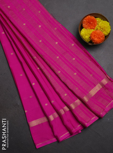 Semi mysore silk saree pink with allover paisley butta prints and rettapet zari woven border