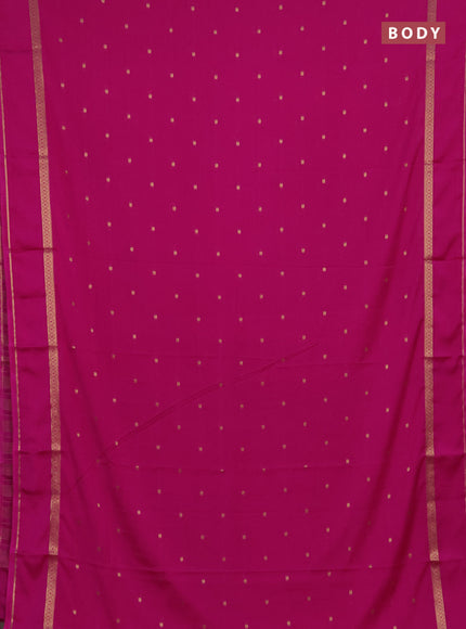 Semi mysore silk saree pink with allover paisley butta prints and rettapet zari woven border