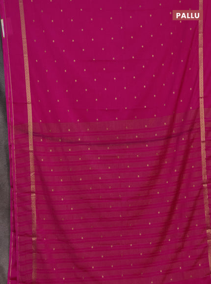 Semi mysore silk saree pink with allover paisley butta prints and rettapet zari woven border