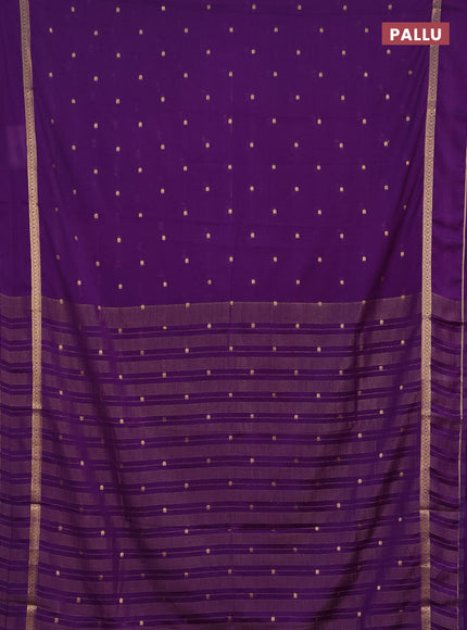 Semi mysore silk saree purple with allover paisley butta prints and rettapet zari woven border