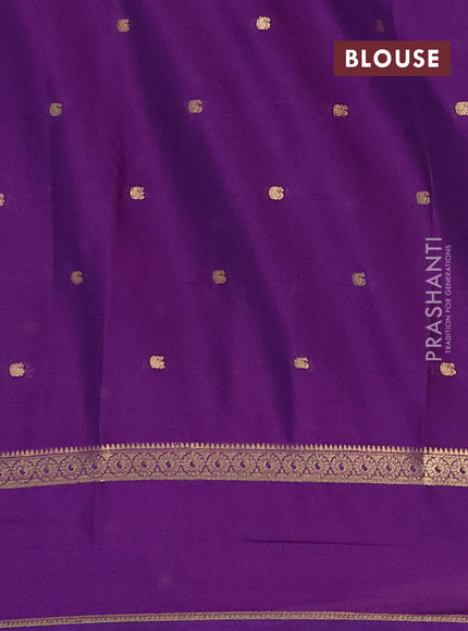 Semi mysore silk saree purple with allover paisley butta prints and rettapet zari woven border