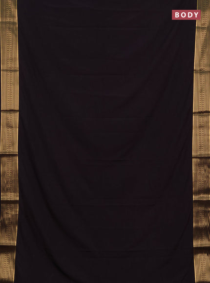 Semi mysore silk saree deep wine with plain body and zari woven border