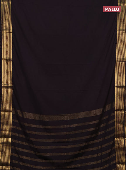 Semi mysore silk saree deep wine with plain body and zari woven border