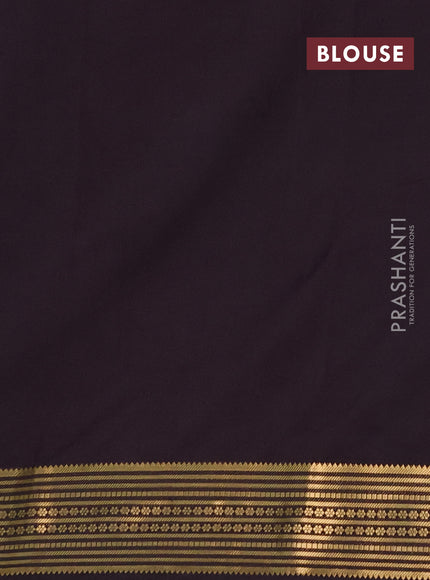 Semi mysore silk saree deep wine with plain body and zari woven border
