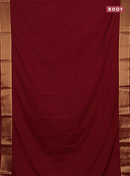 Semi mysore silk saree maroon with plain body and zari woven border