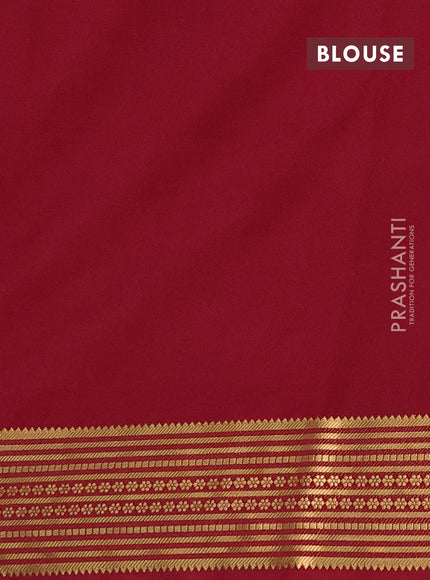 Semi mysore silk saree maroon with plain body and zari woven border