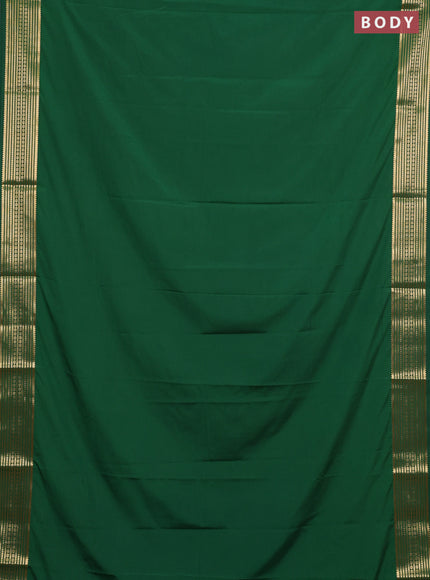 Semi mysore silk saree green with plain body and zari woven border