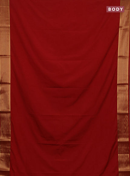 Semi mysore silk saree red with plain body and zari woven border
