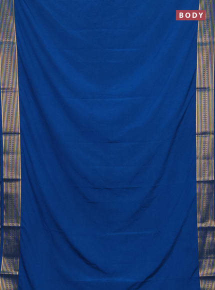 Semi mysore silk saree cs blue with plain body and zari woven border